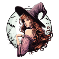 Beautiful Halloween Witch Clipart - Ai Generative png