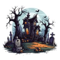 Scary Halloween House Clipart - Ai Generative png