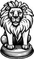 art lion statue cartoon vector
