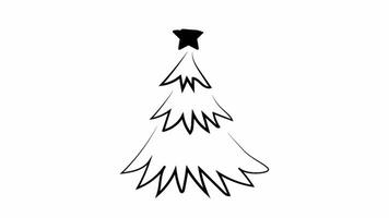 Christmas tree line. Video flat cartoon animation design element. alpha channel transparency