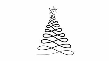 Christmas tree line. Video flat cartoon animation design element. alpha channel transparency