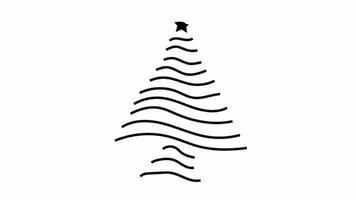 Navidad árbol línea. vídeo plano dibujos animados animación diseño elemento. alfa canal transparencia video