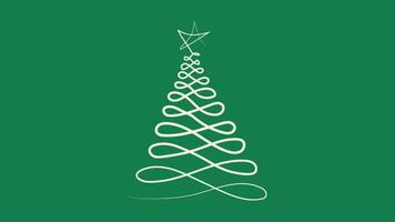 Christmas tree line on green background. Video flat cartoon animation design element. alpha channel transparency