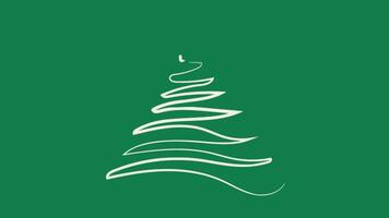 Christmas tree line on green background. Video flat cartoon animation design element. alpha channel transparency