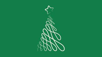 Christmas tree line on green background. Video flat cartoon animation design element. alpha channel transparency