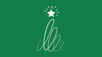 Christmas tree line on green background. Video flat cartoon animation design element. alpha channel transparency