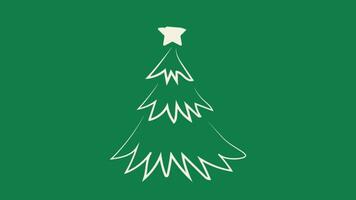 Christmas tree line on green background. Video flat cartoon animation design element. alpha channel transparency