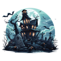 Scary Halloween House Clipart - Ai Generative png