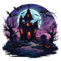 Scary Halloween House Clipart - Ai Generative png