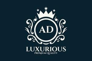 Initial  Letter AD Royal Luxury Logo template in vector art for luxurious branding  vector illustration.