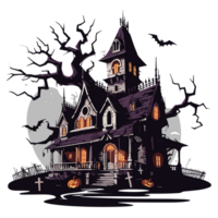 griezelig halloween huis clip art - ai generatief png