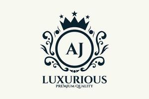 Initial  Letter AJ Royal Luxury Logo template in vector art for luxurious branding  vector illustration.