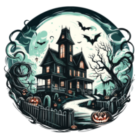 Creepy Halloween House Clipart - Ai Generative png