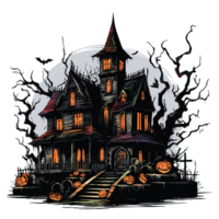 kuslig halloween hus ClipArt - ai generativ png