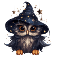 Beautiful Starry Night Witch Owl Clipart - Ai Generative png