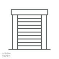 Garage door icon. Simple outline style. Shutter gate, warehouse, roller, close, construction, room, house, home interior concept. Thin line symbol. Vector illustration isolated. Editable stroke.