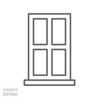 Window icon. Simple outline style. Window frame, square, construction, room, house, home interior concept. Thin line symbol. Vector illustration isolated. Editable stroke.