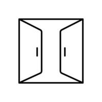 doble puertas icono. sencillo contorno estilo. puerta, abierto, doble, ingresar, salida, entrada, frente, puerta, puerta, casa, hogar interior concepto. Delgado línea símbolo. vector ilustración aislado.