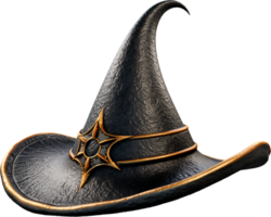 3d strega cappello con un' oro stella su esso, Halloween tema, ai generativo png