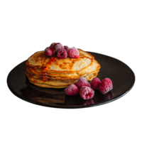 Red Berry and Roti Paratha on a black ceramic plate png