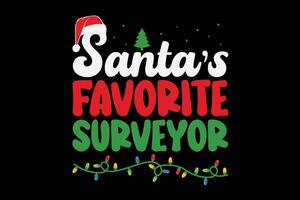 Santa's Favorite Surveyor Christmas T-Shirt Design vector