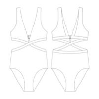 template crossover cut out swimsuit vector illustration flat design outline clothing collection