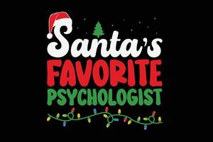 Santa's Favorite Psychologist Christmas T-Shirt Design vector