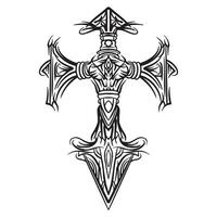 Gothic Tribal Cross Tattoo vector