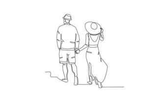 un Pareja en verano vacaciones vector