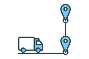 Route Delivery Icon. Icon related to Delivery. suitable for web site, app, user interfaces, printable etc. Flat line icon style. Simple vector design editable