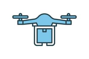Delivery Drone Icon. Icon related to Delivery. suitable for web site, app, user interfaces, printable etc. flat line icon style. Simple vector design editable