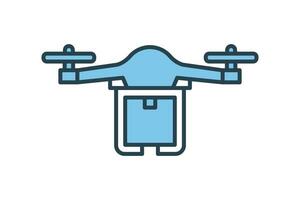 Delivery Drone Icon. Icon related to Delivery. suitable for web site, app, user interfaces, printable etc. flat line icon style. Simple vector design editable