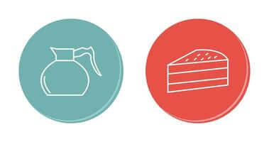 cake slice and coffee pot  Icon vector