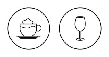 latté y vino vaso icono vector