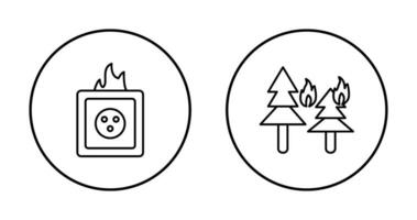 fire in forest and fire in socket Icon vector