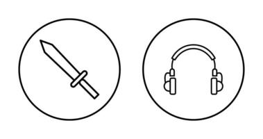 auriculares y espada icono vector
