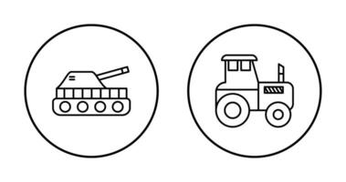 tanque y tractor icono vector