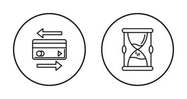 transacción y reloj de arena icono vector