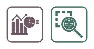 Bar Chat and Zoom In Icon vector