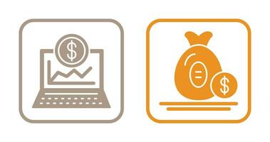 Laptop and Money Bag Icon vector