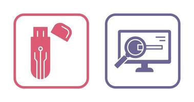 Usb and Search Icon vector