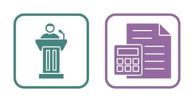 Podium and CalculatorSnack and Money Icon vector
