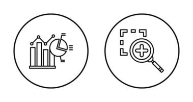 Bar Chat and Zoom In Icon vector