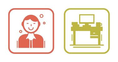 Employee and Desk Icon vector