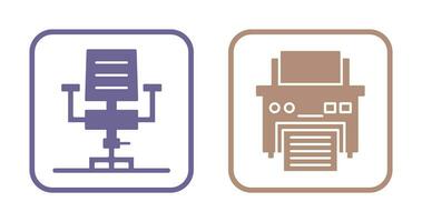 Desk Chair and Printer Icon vector