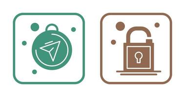Compass and Open Lock Icon vector