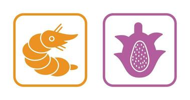 Shrimp and Dragon Fruit Icon vector