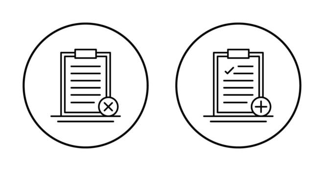 rechazado y añadir icono vector