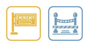 emergencia firmar y hacer no cruzar línea, icono vector