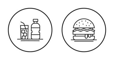 mineral agua y hamburguesa icono vector